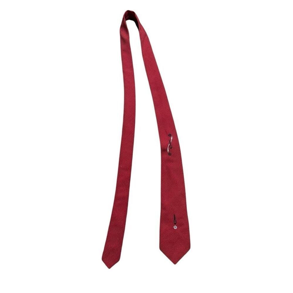 VINTAGE WEMBLEY Men's Maroon Embroidered 100% Dacron Neck Tie OS - Picture 3 of 5